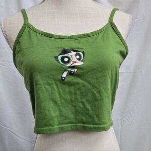 ROMWE - Green Crop Tee w/ Buttercup Graphic - (L)